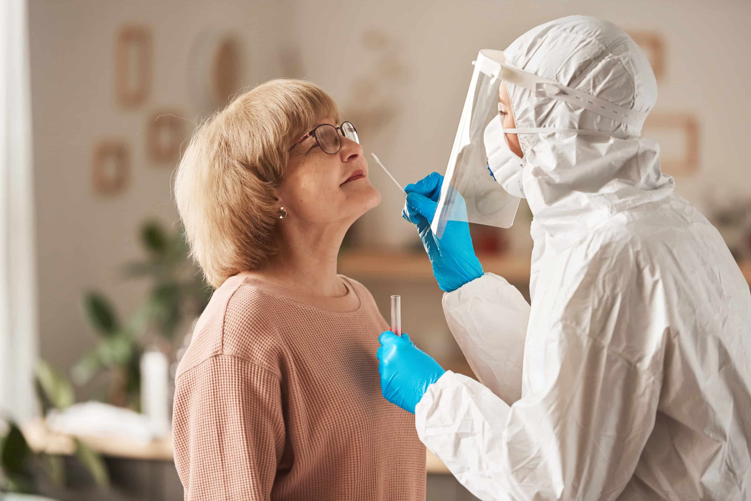 Coronavirus test in the elderly people collection tubes