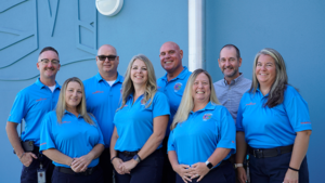 Lee County EMS team gathers together outside for a photo